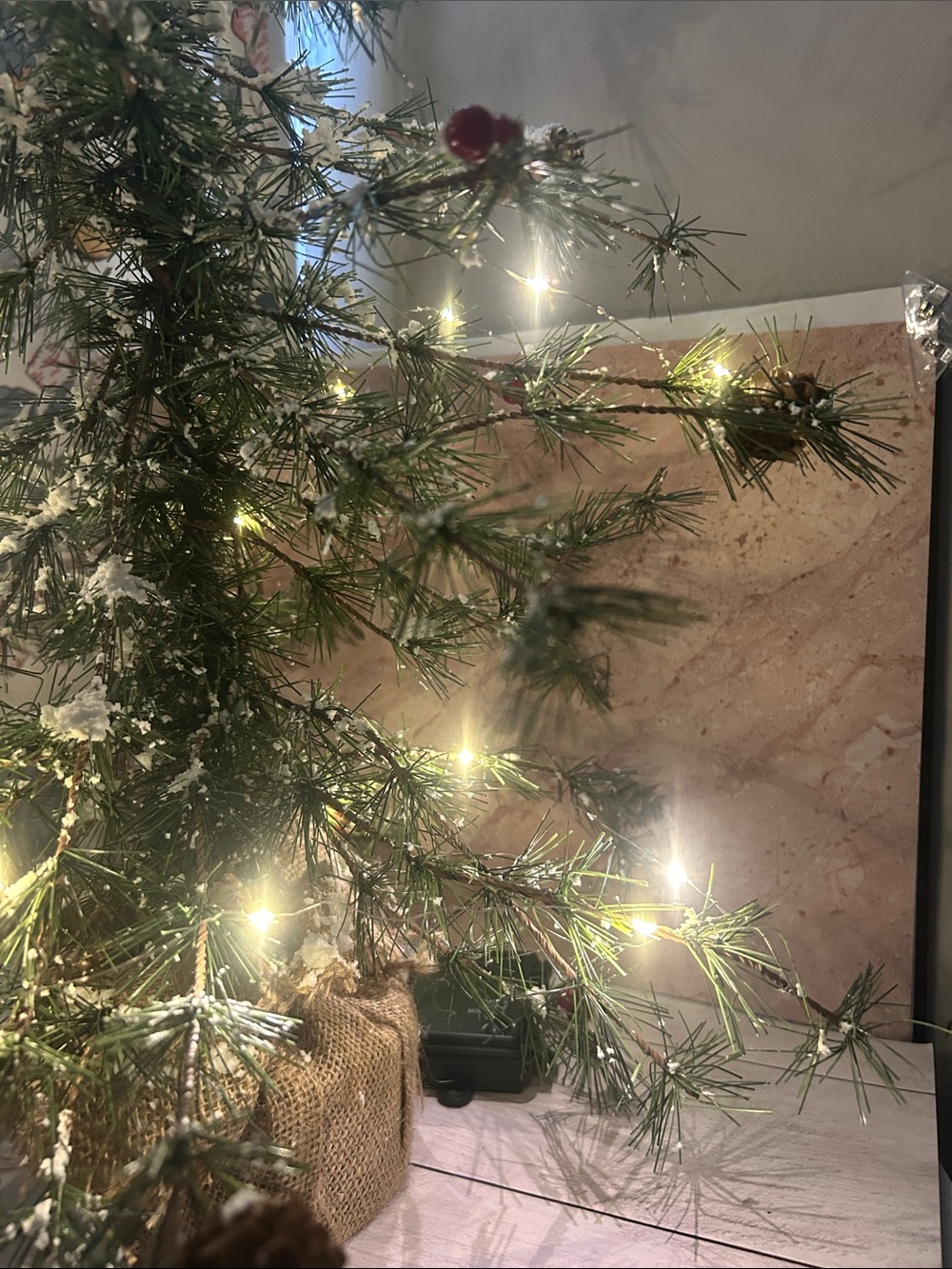 Burlap LED Alpine Tabletop Christmas Tree with Warm White Lights & picture - Picture 5 of 9